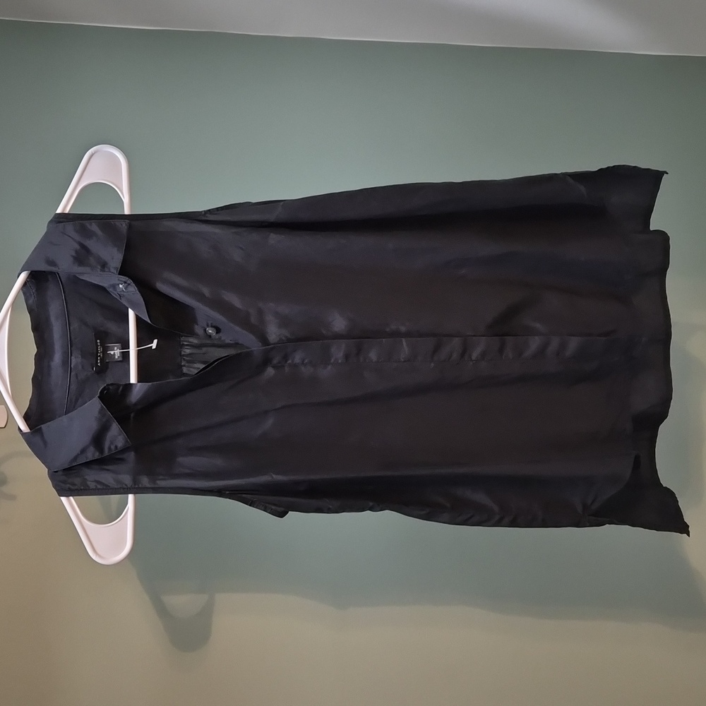 Ann Taylor Classic Black Silk Blend Semi-Shear Button-up Blouse